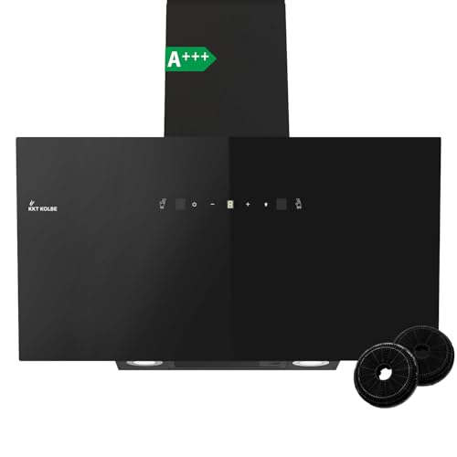 KKT KOLBE Dunstabzugshaube 90cm | Umluft Abluft | 782cbm/h | Wandhauben Kopffrei | Schwarz | Glas | Gestensteuerung | SensorTouch Bedienung | LED-Beleuchtung | TRIO9025S von KKT KOLBE