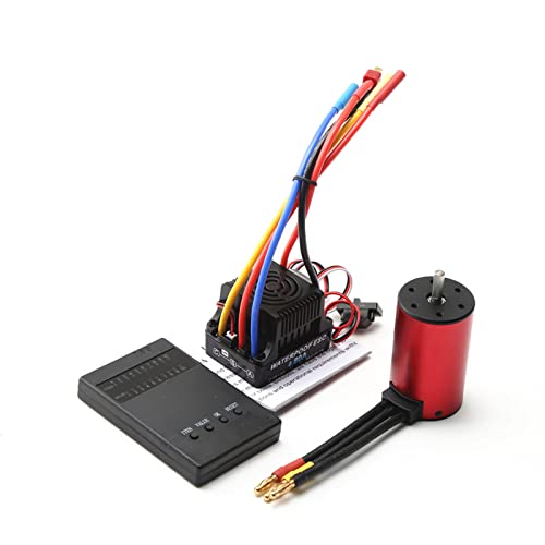 3800KV Brushless Motor und 80A Brushless ESC mit Programmierkarte Verwendung für 1/8 1/10 RC Car, 3S RC Rennwagen, RC Motor von KKnoon