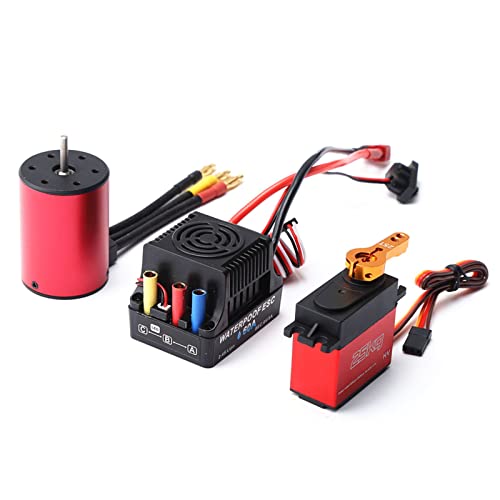 5200KV Brushless Motor und 60A Brushless ESC mit 2-4S Lipo 25KG Digital Servo Motor für 1/8 1/10 RC Auto Wasserdichter RC Motor von KKnoon