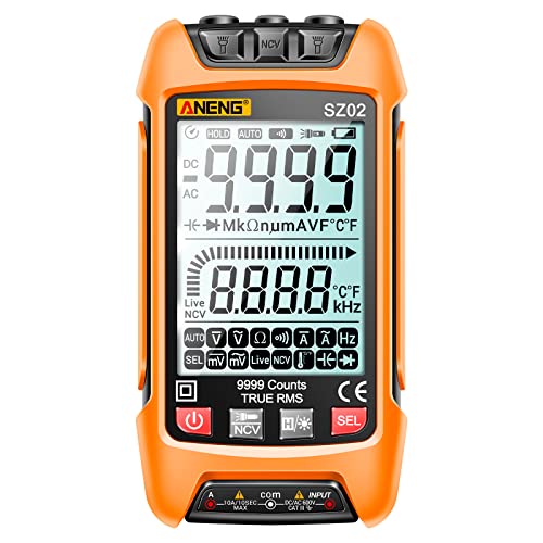 KKnoon SZ02 Smart Digital Multimeter Auto Range 9999 Counts NCV Universal Meter Handheld Multifunktionaler Tester Voltmeter Amperemeter mit Hintergrundbeleuchtung Taschenlampe AC/DC Spannung Strom von KKnoon