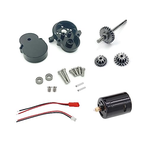 KLAPR Für WPL D12 D42 Metallgetriebe Getriebe mit 370 Motor Stahlgetriebe 1/10 RC Auto Upgrade Teile Zubehör (Farbe: Nero) von KLAPR