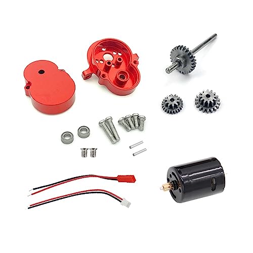 KLAPR Für WPL D12 D42 Metallgetriebe Getriebe mit 370 Motor Stahlgetriebe 1/10 RC Auto Upgrade Teile Zubehör (Farbe: Rosso) von KLAPR