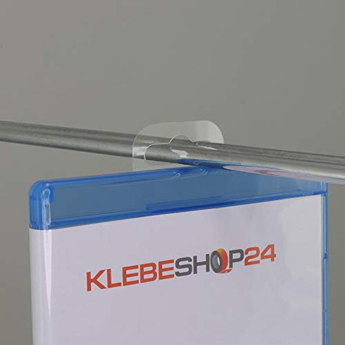 Eurolochaufhänger 1000 Stück | 41 mm x 43 mm | Transparent | Selbstklebende Aufhänger mit Eurolochung für Lochwand | POS Aufhänger | Hang Tabs von KLEBESHOP24