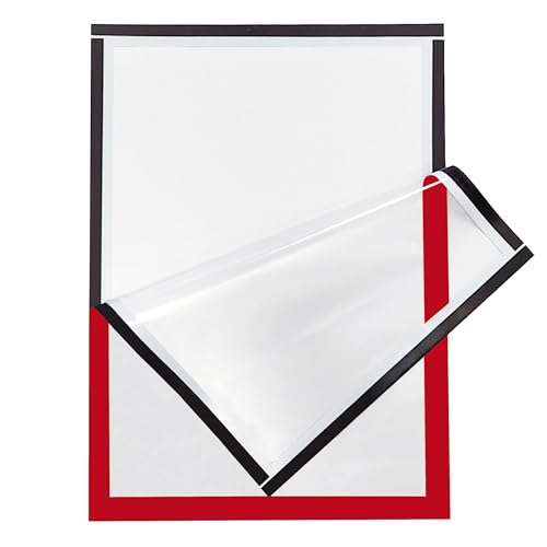 MAGNETRAHMEN SELBSTKLEBEND | transparente Schutzhülle | Farbe wählbar | DIN A4 | Inforahmen | Magnettasche | Plakatrahmen | Einstecktasche | aufklappbar | Bilder, Poster, Fotos/Rot von KLEBESHOP24