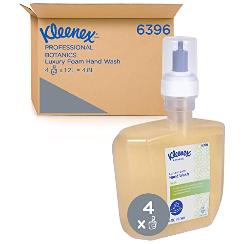 Kleenex Botanics Fresh Luxus- Schaumhandseife 6396 – Parfümierte Schaumhandseife – 4 x 1,2-Liter-Nachfüllpackungen mit farblosem Handreinigungsmittel (insg. 4,8 Liter) von KLEENEX