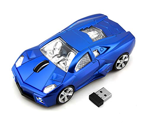 KLEIN Design CM0022 Kabellose Maus, super Sportwagen Design, 2.4 GHz Verbindung via Nano-USB-Empfänger, Optischer Sensor, Für Links- und Rechtshänder, in Farbe blau von KLEIN Design
