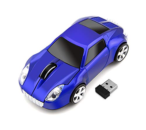 KLEIN Design CM0023 Kabellose Maus, Sportwagen Design, 2.4 GHz Verbindung via Nano-USB-Empfänger, Optischer Sensor, Für Links- und Rechtshänder, in Farbe blau. von KLEIN Design