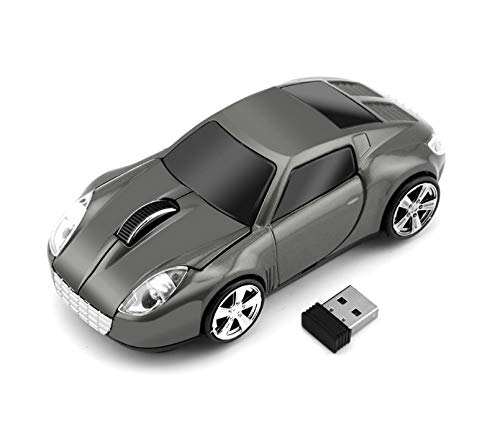 KLEIN Design CM0023 Kabellose Maus, Sportwagen Design, 2.4 GHz Verbindung via Nano-USB-Empfänger, Optischer Sensor, Für Links- und Rechtshänder, in Farbe grau von KLEIN Design