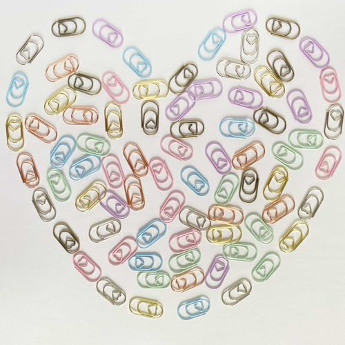 Büroklammern Herz, 80 Stück büroklammer,Büroklammern Hochzeit,geeignet für Büros,Klassenzimmer,Ordner,Postkarten,Memos,Lesezeichen usw., exquisite Dekoration kleiner Details(Regenbogen Farben, 80) von KLETTEREI