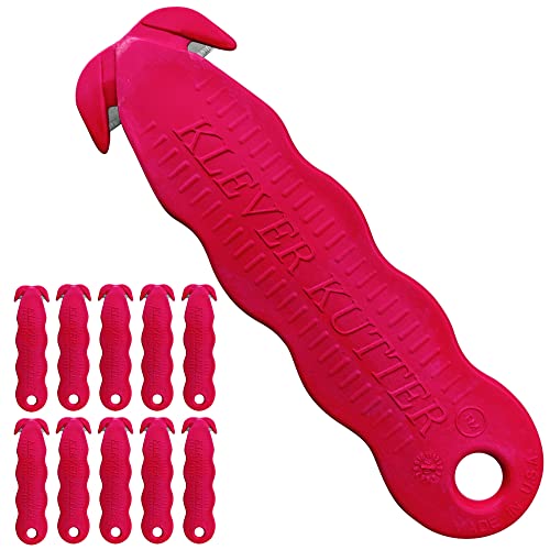 Klever Kutter Rot, einzigartiges Doppelhaken-Design, Einweg-Sicherheitsschneider, 10 Stück von Klever