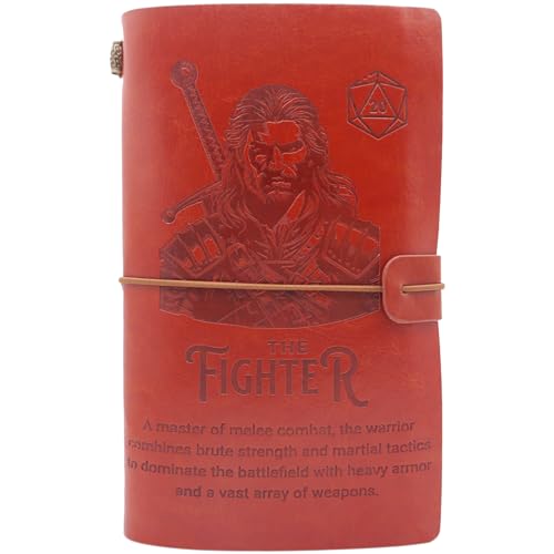 KLIBEN DND-Kunstleder-Tagebuch für Rollenspieler, D&D-Notizbuch, Notizblock im Fantasy-Stil, originelles Geschenk für Dungeons and Dragons-Spieler, Rollenspielzubehör, Rollenspiel (Fighter) von KLIBEN