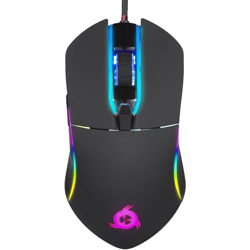 KLIM Aim Gaming Maus RGB Gamer Maus 7000 DPI - Ergonomische RGB Chroma Computermaus mit Kabel für Rechts- und Linkshänder - PS4-Gaming Mouse, Laptop und Desktop-PC + optische Präzisionsmaus - Schwarz KLIM Aim Gaming Maus RGB Gamer Maus 7000 DPI - Ergonomische RGB Chroma Computermaus mit Kabel für Rechts- und Linkshänder - PS4-Gaming Mouse, Laptop und Desktop-PC + optische Präzisionsmaus - Schwarz von KLIM