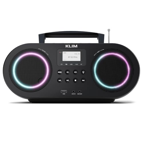 KLIM Boombox B5 Radio mit CD Player + FM Radio, Bluetooth, AUX, USB + NEU + CD Player tragbar mit kabellosem Modus und aufladbaren Akku + CD-Player mit Autosleep, Digital EQ KLIM Boombox B5 Radio mit CD Player + FM Radio, Bluetooth, AUX, USB + NEU + CD Player tragbar mit kabellosem Modus und aufladbaren Akku + CD-Player mit Autosleep, Digital EQ von KLIM