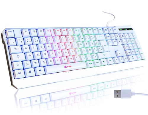 KLIM Chroma AZERTY French Layout Gamer-Tastatur – kabelgebundene Tastatur mit LED-Hintergrundbeleuchtung von KLIM