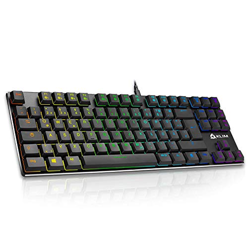 KLIM Dash TKL – Mechanische Tastatur mit roten Schaltern für Professionelle Anwender und Gamer - QWERTZ - Kompakt TKL Tastatur ohne nummernblock + RGB Farben und Beständiger Metallrahmen von KLIM