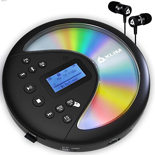 KLIM Discover + Tragbarer CD-Player Walkman mit langlebigem Akku + NEU 2024 + Mit Kopfhörern + Radio FM + Kompatibler MP3-CD-Player Portable + SD-Karte, FM-Transmitter, Bluetooth + Ideal für Autos von KLIM