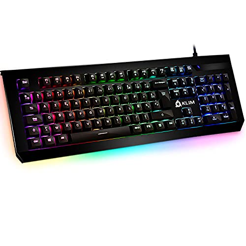 KLIM Domination - Französisch - Mechanische RGB-AZERTY -Tastatur - Blaue Tasten - Schneller, präziser, ​​angenehmer Tastenanschlag - 5 Jahre Garantie - VOLLSTÄNDIGE FREIHEIT BEI DER FARBAUSWAHL PC PS4 von KLIM