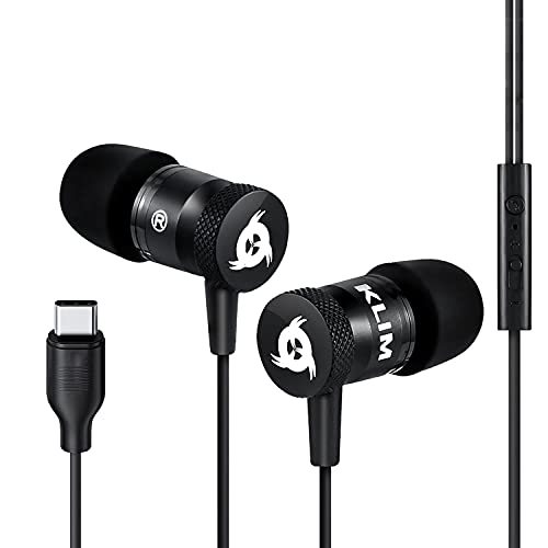 KLIM Fusion C - Kopfhörer in Ears mit Mikrofon - NEU 2023 - Langlebig - Innovativ: In-Ear Kopfhörer mit Memory Foam - 3.5 mm Jack - Sport Gaming In Ear Kopfhörer - Schwarz von KLIM