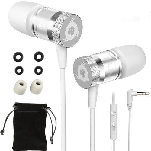 KLIM Fusion Kopfhörer in Ears mit Mikrofon - Langlebig - Innovativ: In-Ear Kopfhörer mit Memory Foam - Neue 2024 Version - 3.5 mm Jack - Sport Gaming In Ear Kopfhörer - Weiß von KLIM