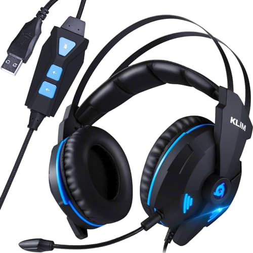 KLIM Impact V2 - Gaming Headset und Mikro USB - 7.1 Surround-Sound + Isolation - Hochqualitativer Klang + PS5 Headset mit Klangvolle Bässe - Für PC, Playstation, Videospiele von KLIM
