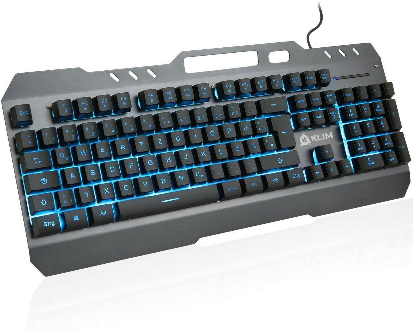 KLIM Lightning Gaming Tastatur Gaming-Tastatur (QWERTZ, Metallgehäuse, Halbmechanische Tastatur) von KLIM