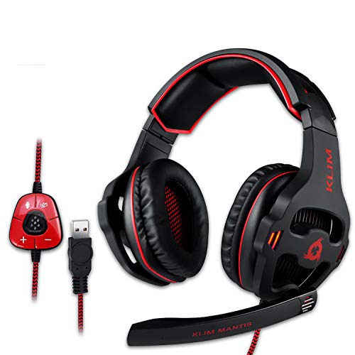 KLIM Mantis Gaming Headset - NEU 2024 - USB - Headset mit Mikrofon für PC, PS4, PS5, Nintendo Switch, Mac + 7.1 Surround Sound Noise Cancelling Gaming Kopfhörer - PS5 Headset von KLIM