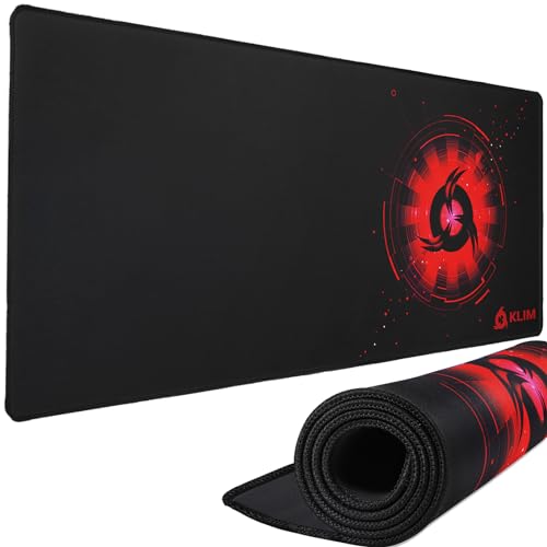 KLIM Mousepad XXL - Erweiterte Oberfläche - Extra großes Gaming Mauspad - rutschfeste Gummiunterlage - Hochpräzise texturierte Oberfläche - 900 x 400 x 4 mm - Rot von KLIM