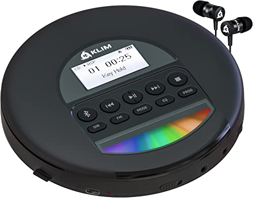 KLIM Nomad - Tragbarer CD-Player Discman mit langlebigem Akku - Inklusive Kopfhörer - Kompatibel mit CD-R, CD-RW, MP3 - Mit TF-Reader, Radio FM, Bluetooth - Ideal für Autos - NEU 2022 von KLIM