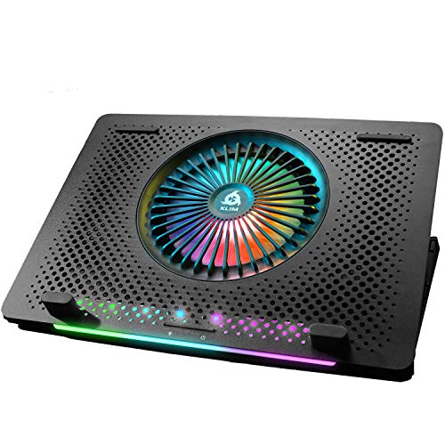 KLIM Orb + Laptop-RGB-Kühler- 11 bis 15.6 Zoll + Laptop-Gaming-Kühlung + USB-Lüfter mit Metallgitter + Stabil + Mac- und PS4-kompatibel von KLIM