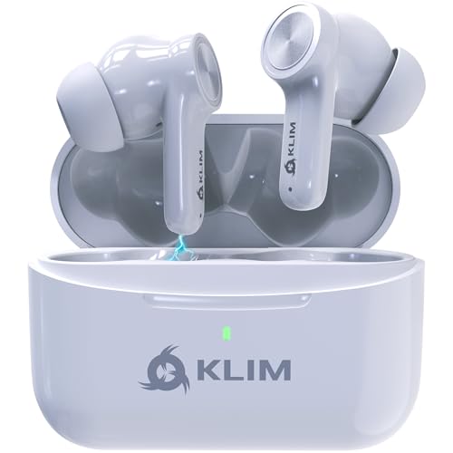 KLIM Pods V2 - NEU 2024 - Bluetooth 5.3 Kopfhörer in Ear weiß - Hohe Klangqualität - ANC - Hervorragende Isolierung - Leichte und schnelle Kopplung - Lang anhaltende Batterie 24 h von KLIM
