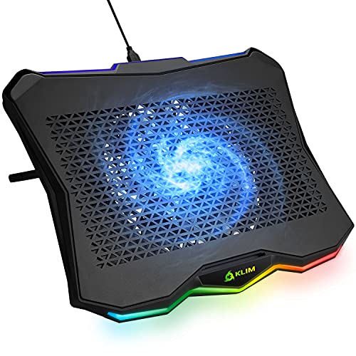 KLIM Rainbow + Laptop-Kühler mit RGB-Beleuchtung + 11" - 17" + Spiele-Laptop-Kühler für den Schreibtisch + USB Lüfter + stabile und robuste Aluminiumkonstruktion + Kompatibel mit Mac & PS4 + NEU von KLIM