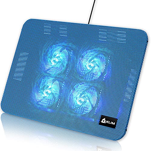 KLIM Serenity + Laptop-Kühler + 11 bis 15,6 Zoll + Perfekt für kleine und mittlere Laptops + Stabiles und Robustes Metallgitter + Geräuschloses Laptop-Kühlpad (Blau) von KLIM
