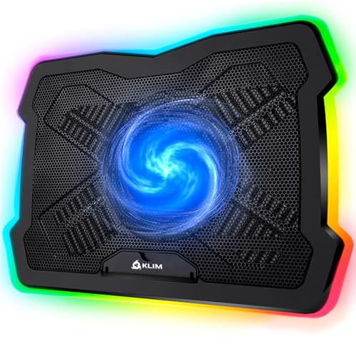 KLIM Ultimate Laptop Kühler + NEU + Gaming Cooling Pad + Stabiler RGB Ständer mit Lüfter + Kompatibel bis zu 17" + USB-Lüfter + Für PC Mac PS5 PS4 von KLIM