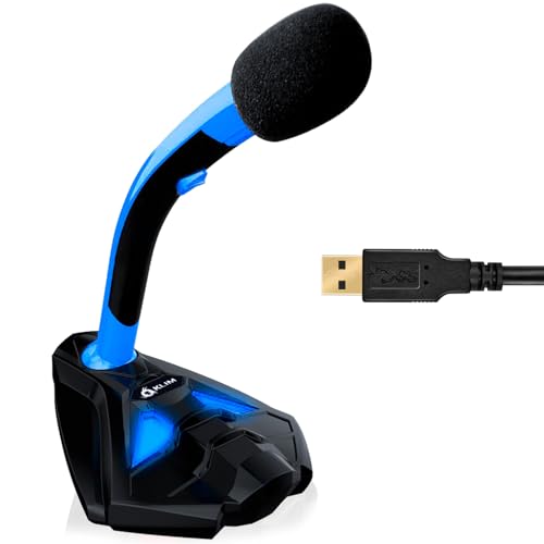 KLIM Voice Desktop USB Mikrofonstand für Laptop Computer - Gaming Mic - Mikrofon PC PS4 Rot/Blau/Grün [ Neue 2022 Version ] von KLIM
