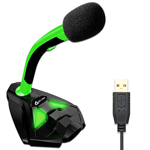 KLIM Voice Desktop USB Mikrofonstand für Laptop Computer - Gaming Mic - Mikrofon PC PS4 - Grün von KLIM