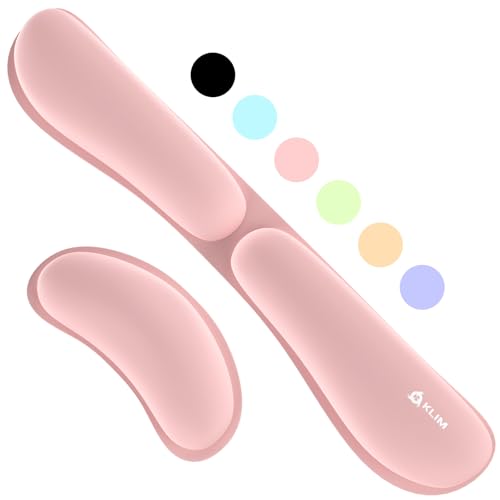KLIM Wrist Rest - Handballenauflage Set für Tastatur und Maus - Gel Memory Foam - Ergonomische Handauflage für Tastatur und Mauspad - für Gaming und Büro - Schmerzfreie Handgelenke - Rosa von KLIM