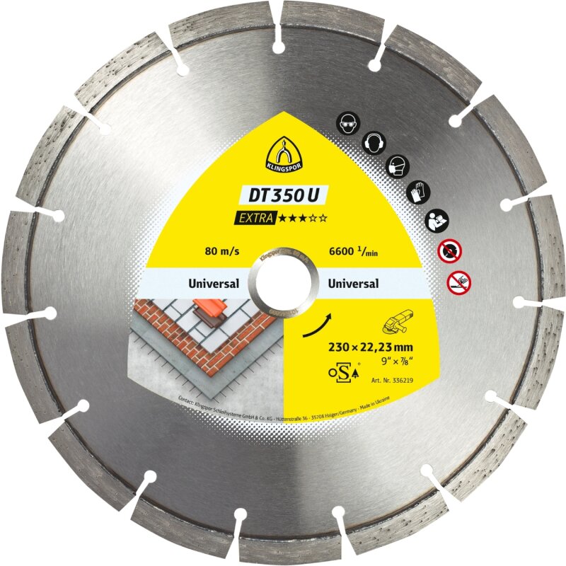 Diamanttrennscheibe DT 350 U Extra für Beton Standardverzahnung 230 x 2,6 x 22,23 mm Diamanttrennscheibe DT 350 U Extra für Beton Standardverzahnung 230 x 2,6 x 22,23 mm von Klingspor AG