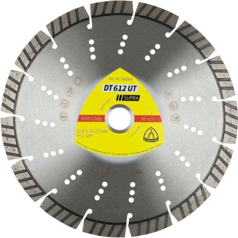 Diamanttrennscheibe DT 612 UT Supra für Beton Kalksandstein Turboverzahnung 180 x 2,6 x 22,23 mm von Klingspor AG