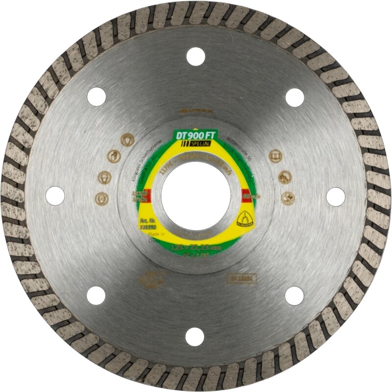 Diamanttrennscheibe DT 900 FP Special für Feinsteinzeug Kacheln Granit geschlossen Turbo 125 x 1,4 x 22,23 mm Diamanttrennscheibe DT 900 FP Special für Feinsteinzeug Kacheln Granit geschlossen Turbo 125 x 1,4 x 22,23 mm von Klingspor AG
