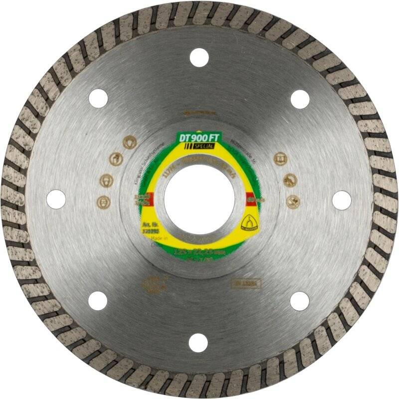Diamanttrennscheibe DT 900 FP Special für Feinsteinzeug Kacheln Granit geschlossen Turbo 125 x 1,4 x 22,23 mm von Klingspor AG
