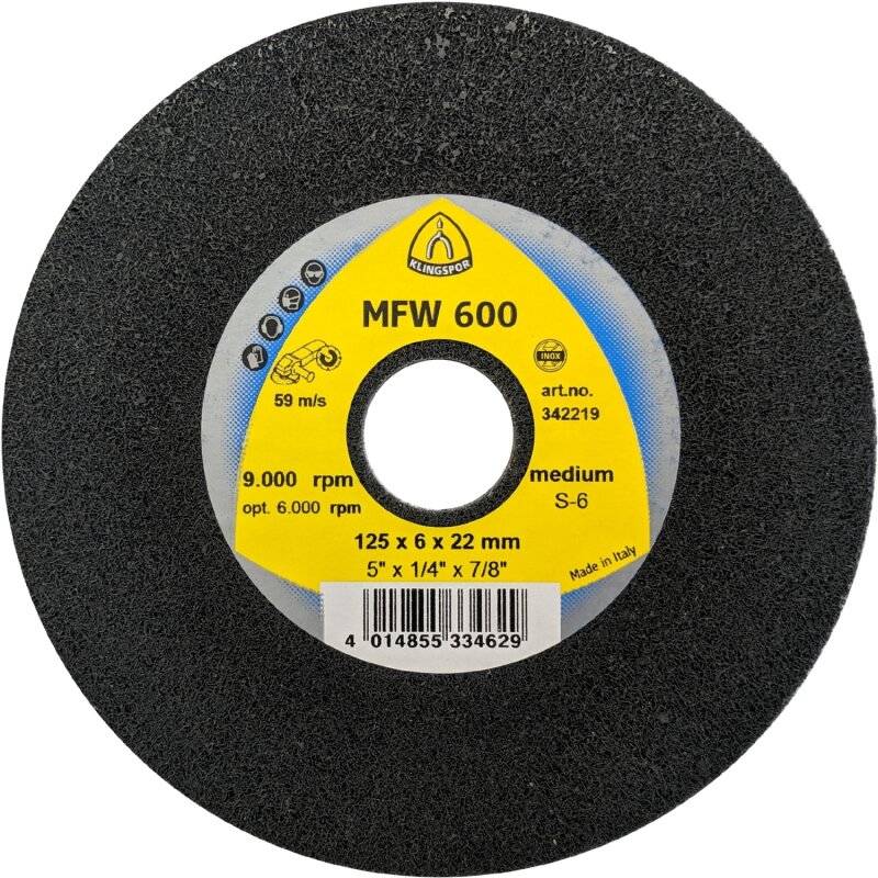 Hochleistungs-Vliesscheiben UNITIZED WHEEL 600 für Stahl, Edelstahl, NE-Metalle 125 x 6 x 22 mm Medium Siliziumkarbid von Klingspor AG