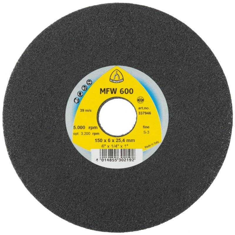 Hochleistungs-Vliesscheiben UNITIZED WHEEL 600 für Stahl, Edelstahl, NE-Metalle 150 x 6 x 25,4 mm Fine Siliziumkarbid von Klingspor AG