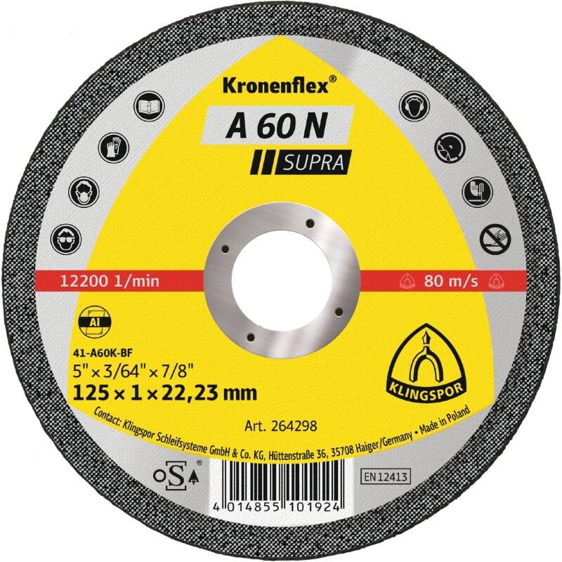Kronenflex® Trennscheiben A 60 N Trennscheiben gerade für Aluminium 115 x 1 x 22,23 mm von Klingspor AG