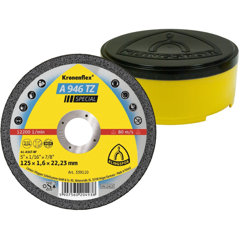 Kronenflex® Trennscheiben A 946 TZ gerade für Stahl Edelstahl 180 x 1,6 x 22,23 mm von Klingspor AG