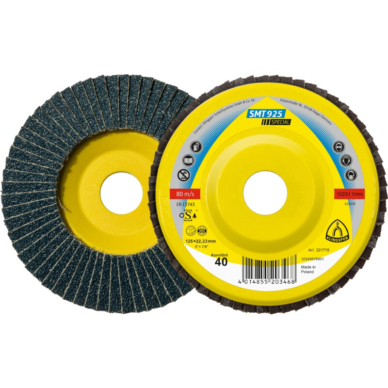 Schleifmopteller SMT 925 gewölbt für Edelstahl, Stahl 115 x 22,23 mm Körnung 40 Schleifmopteller SMT 925 gewölbt für Edelstahl, Stahl 115 x 22,23 mm Körnung 40 von Klingspor AG