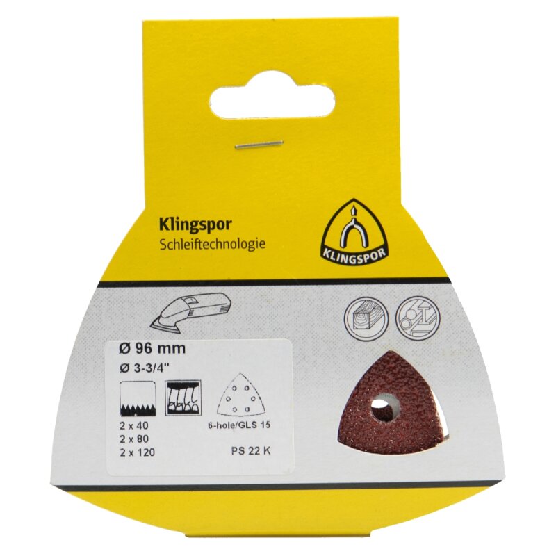 Schleifpapier-Set PS 22 K dreieckig kletthaftend für Holz, Metall universal 96 mm SB-verpackt Schleifpapier-Set PS 22 K dreieckig kletthaftend für Holz, Metall universal 96 mm SB-verpackt von Klingspor AG