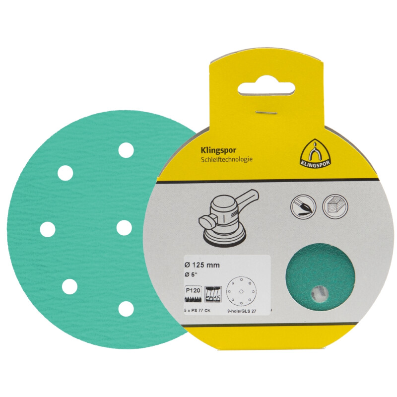 Schleifscheiben PS 77 CK T-ACT kletthaftend für Farbe, Lack, Spachtel 150 mm Körnung 180 Lochform GLS47 - 5 Stück Schleifscheiben PS 77 CK T-ACT kletthaftend für Farbe, Lack, Spachtel 150 mm Körnung 180 Lochform GLS47 - 5 Stück von Klingspor AG