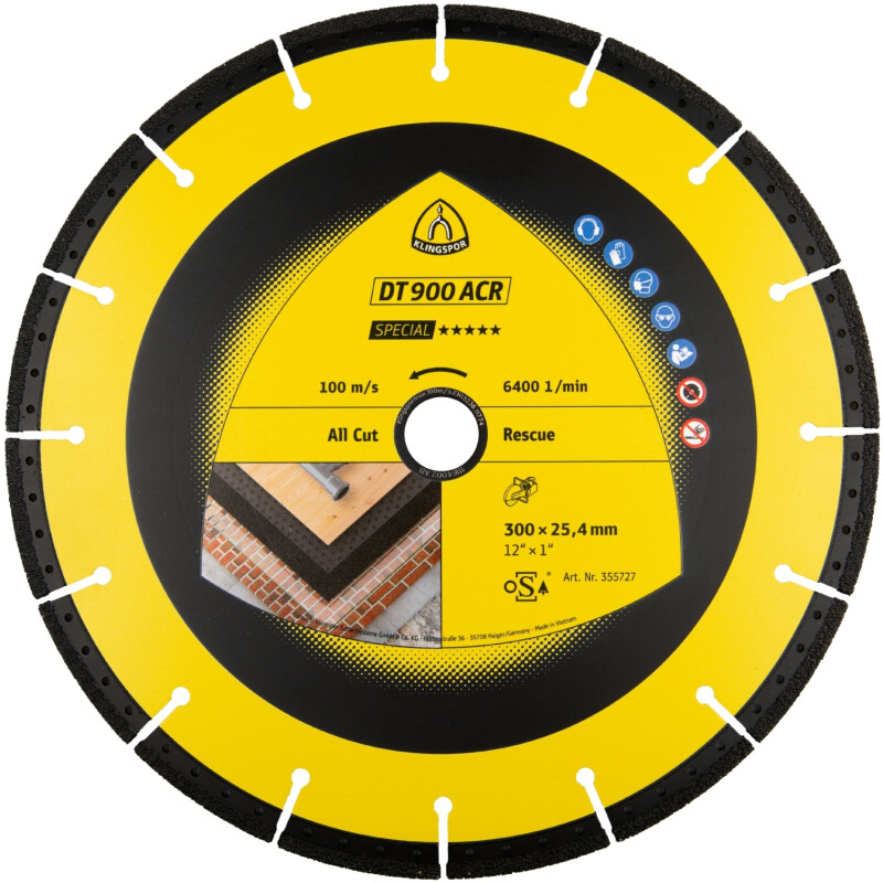 Universal-Diamantgroßtrennscheibe DT 900 ACR Special für Baustellenmaterialien 300 x 3,1 x 20 mm Universal-Diamantgroßtrennscheibe DT 900 ACR Special für Baustellenmaterialien 300 x 3,1 x 20 mm von Klingspor AG