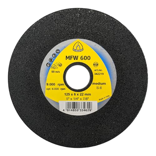 Klingpsor 342219 MFW 600 Hochleistungs-Vliesscheiben für Stahl, Edelstahl, NE-Metalle, Grau, Medium Feinheitsgrad, 125mm x 6mm x 22mm, 5 Stück Klingpsor 342219 MFW 600 Hochleistungs-Vliesscheiben für Stahl, Edelstahl, NE-Metalle, Grau, Medium Feinheitsgrad, 125mm x 6mm x 22mm, 5 Stück von KLINGSPOR