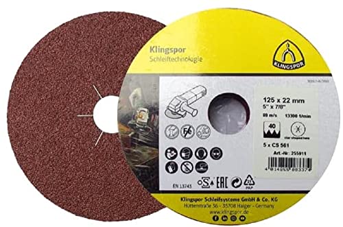 Klingspor 255906 - Fiberscheibe für Stahl, NE -Metalle, Kunststoff - FI|CS561|40|S|30|115X22|5SRT - Inhalt: 5 Stück Klingspor 255906 - Fiberscheibe für Stahl, NE -Metalle, Kunststoff - FI|CS561|40|S|30|115X22|5SRT - Inhalt: 5 Stück von KLINGSPOR